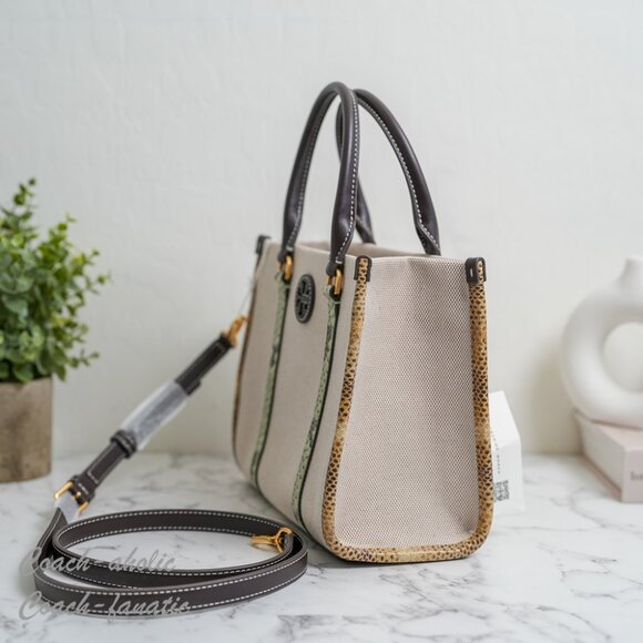 NWT Tory Burch Blake Canvas Embossed Small Tote Crossbody 163053 - Picture 3 of 7